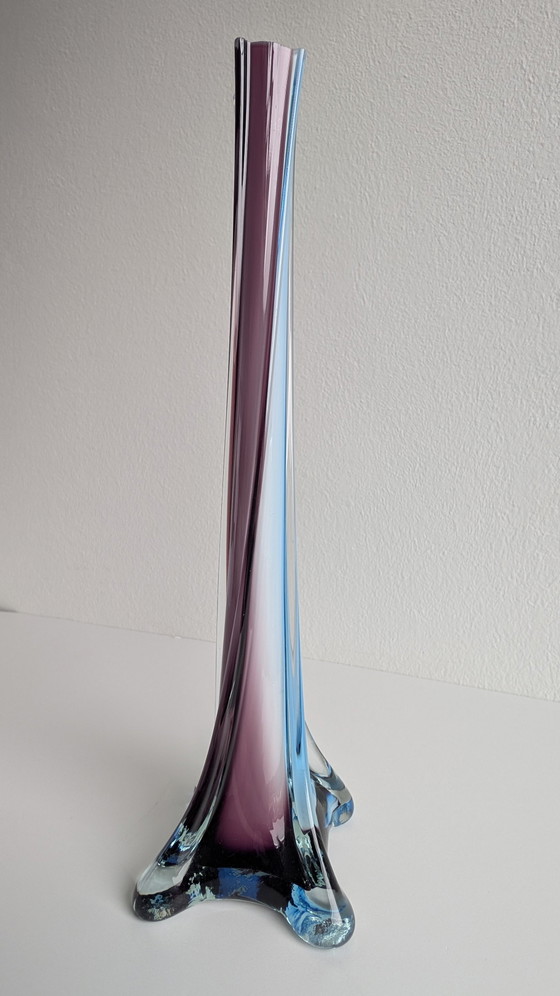 Image 1 of Vintage Murano Style Sommerso Vase – Purple & Blue – 1960s/1970s – 30 cm