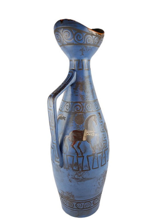 Image 1 of XL Vintage CERAMANO Keramische Handvat Vaas "Pergamon" Decor - Hanns Welling Ontwerp, West-Duits Aardewerk 1960