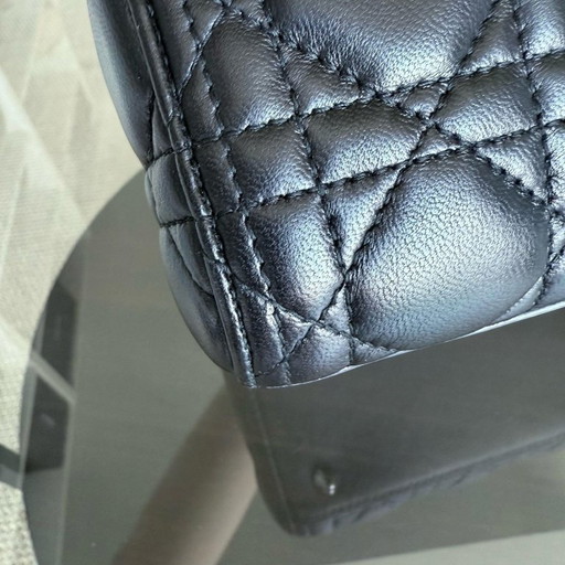 DIOR LADY MEDIUM - CANNAGE LAMMLEDER SCHWARZ SILBERNE BESCHLÄGE