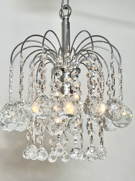 Image 1 of Set van 3 gemerkte SWAROVSKI STRASS kroonluchters hanglampen chrome vintage