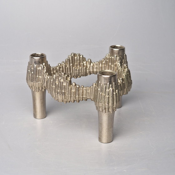 Image 1 of Set Van 5 Modulaire Vintage Kandelaars, Quist Nagel (Variomaster), West Duitsland, Kleur: Nikkel
