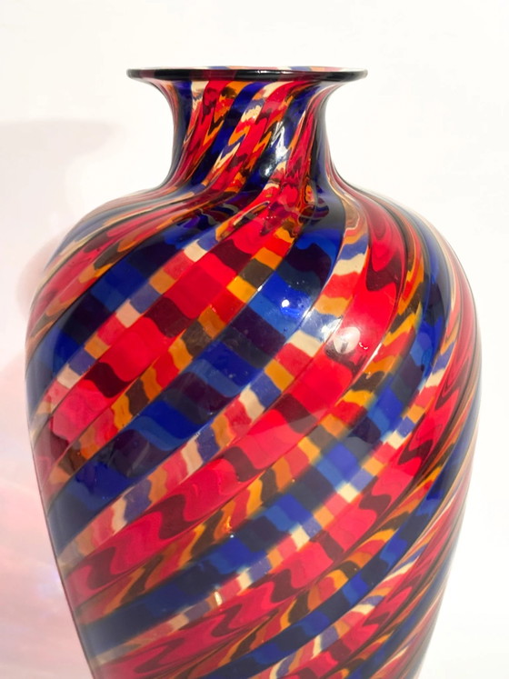 1970s Multicolored Cane Murano Glass Vase (photo 9 of 13)