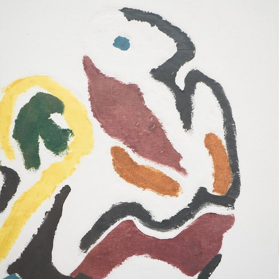 Image 1 of Ansgar Elde, monotype gravure en houtsnede van een monotype voor Il Bostrico, jaren 1990