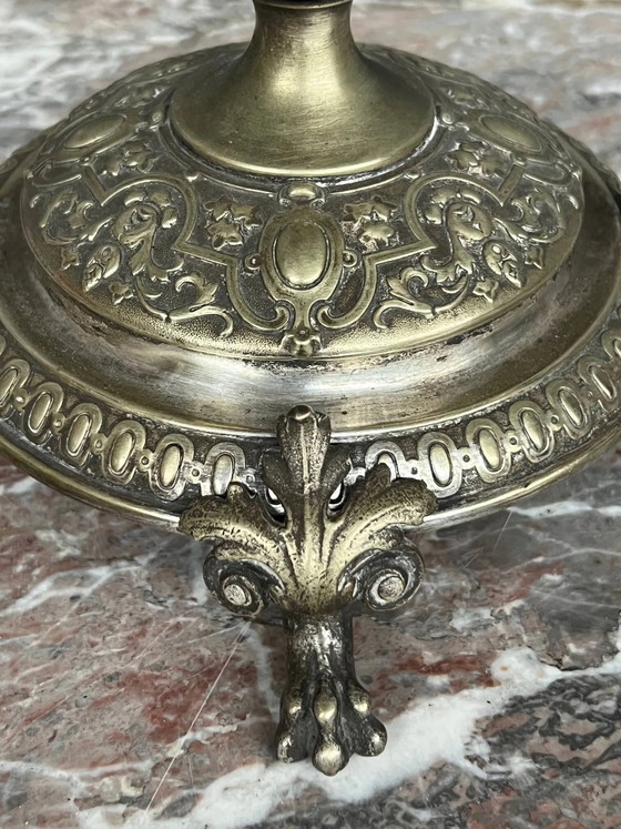 Lampadario. Bronzo argentato, cristallo. – Portacandele, Bronze, Crystal (photo 4 of 7)
