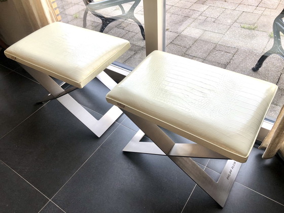 Image 1 of Philipp Plein Jet Set Ottoman Hocker Sgabello in pelle di coccodrillo