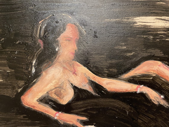 Image 1 of Signiertes und gerahmtes Gemälde Pastell und Tusche Porträt Frau "Diamant"