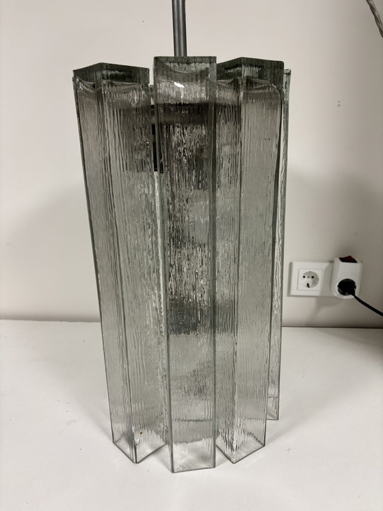 Image 1 of Large glass pendant lamp by Doria Leuchten, 1960s/Crystal glass chandelier/Mid-Century Modern light/Hollywood Ragency/Ice