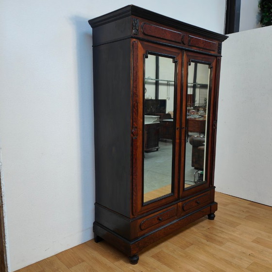 Image 1 of Vintage antieke kledingkast garderobekast kleerkast spiegelkast demontabel