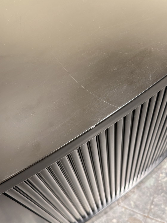 Image 1 of Credenza Art Déco postmoderna nera vintage XL con legno di radica