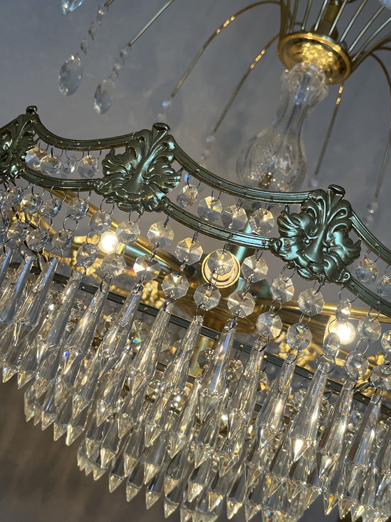 Image 1 of Sac à main vintage XL en cristal, lustre, pendentifs en cristal français