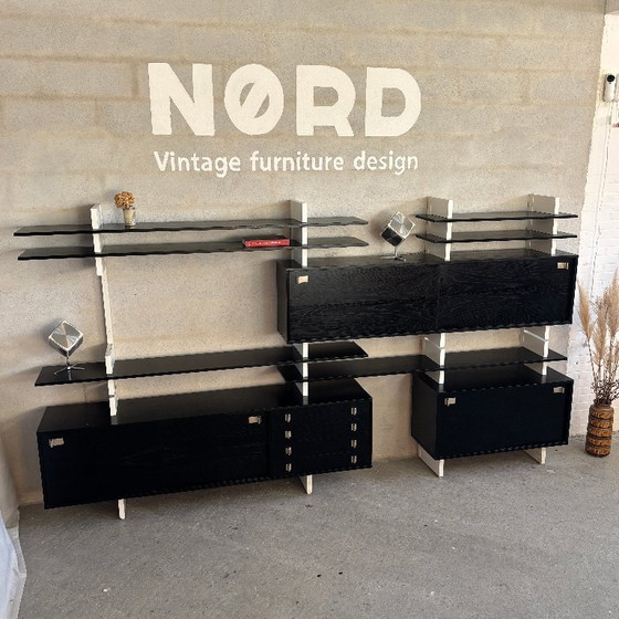 Black and white modular shelving unit with cabinets and shelves, Ejsing Møbel, Wood, Vintage (photo 7 of 10)