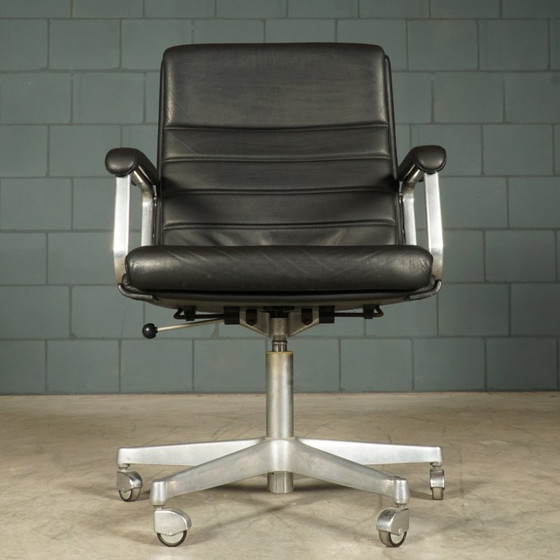 Vintage Office Chair – Black Leather – Drabert – 1970s – Metal (photo 5 of 14)
