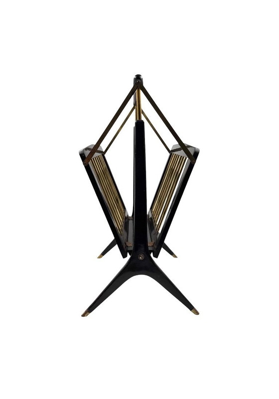 Image 1 of Zeitschriftenständer aus Messing im Mid-Century-Modern-Stil, Ico e Luisa Parisi, Italien, 1950