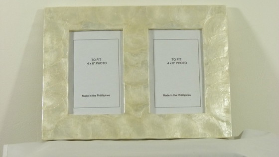 Image 1 of Cadre photo double de luxe – Fait main en nacre de Capiz