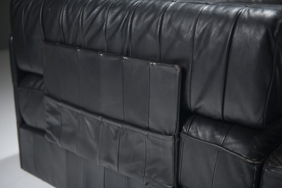 Image 1 of Stunning Vintage DS-88 Sofa in Black Leather by Team De Sede for De Sede Swiss