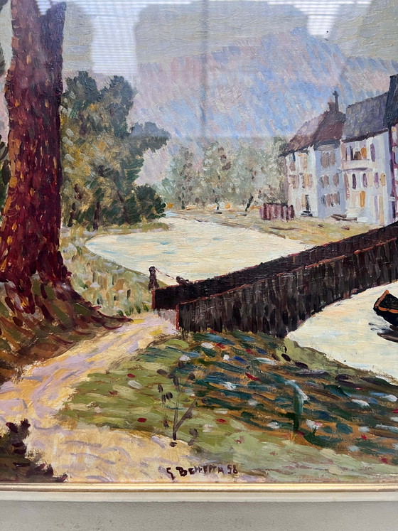 Peinture à l'huile sur toile de G. Beretta de 1958, Peintures et dessins (photo 3 sur 3)