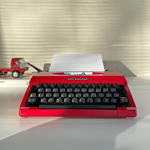 Vintage Sperry Remington Idol Schreibmaschine, rot, Retro-Stil der 1980er Jahre