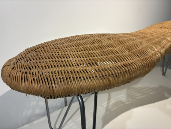 Banc IKEA en rotin couleur cacahuète – un classique du design des années 1990 – Tabourets, Rattan, Metal (photo 9 of 11)