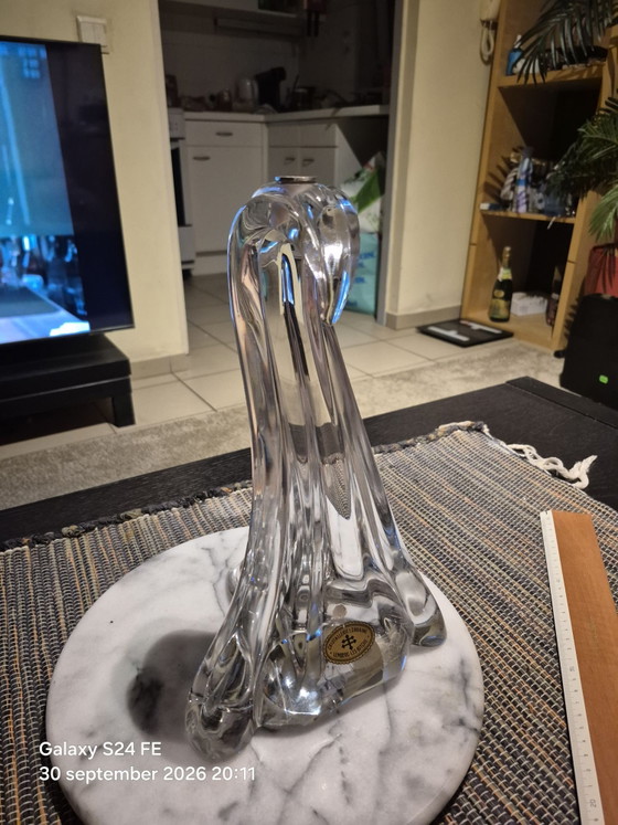 Cisne de cristal macizo – Cristallerie Lorraine, Portavelas, Metal (photo 6 of 7)