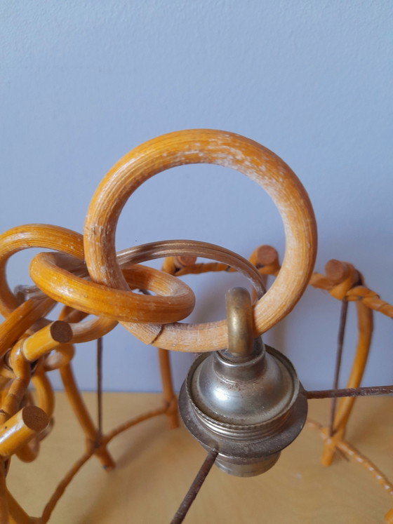 Image 1 of Rattan-Pendelleuchte im Stil von Louis Sognot, 1960
