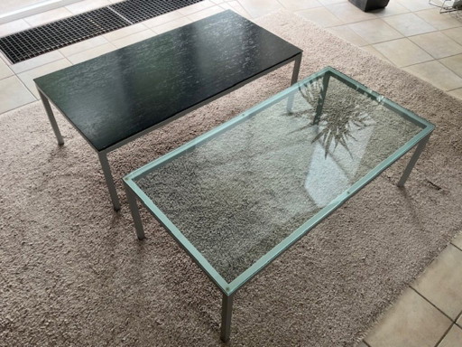 Läsko Classic salon tafels, frame in RAL Alu 9006 en blad In Wengé en helder Glas – salontafels, Metal (photo 2 of 5)