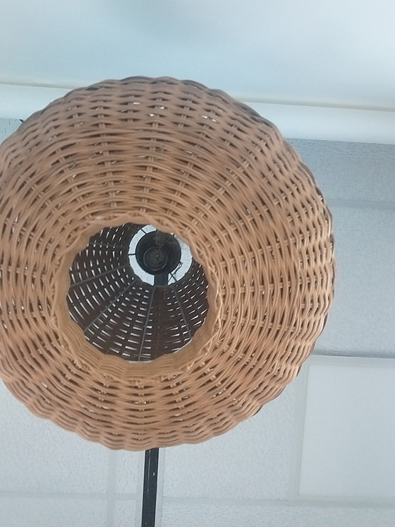 Image 1 of 1 x lampada a sospensione in vimini della metà del secolo scorso