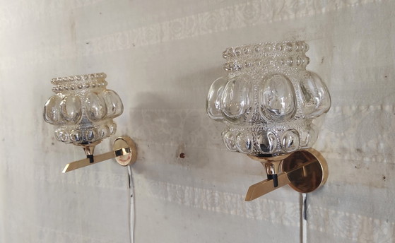 Apliques de pared de latón dorado y cristal, de Helena Tynell - década de 1970 – Glass (photo 8 of 10)