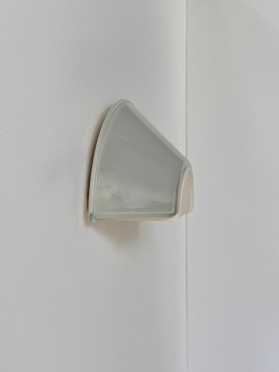 Image 1 of Applique vintage XL, vetro rigato e ABS bianco, Prisma, Francia, 1970