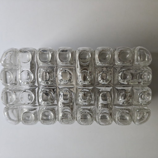 Vintage brutalist ice glass lamp – Erco - Germany, 1970s