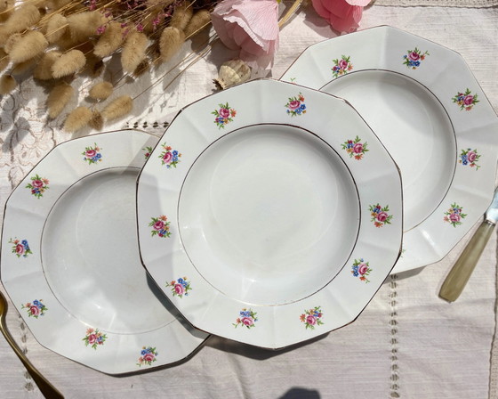 5 Piatti Fondi Vintage SALINS in Porcellana Opaca con Motivo Floreale – Stoviglie (photo 16 of 19)