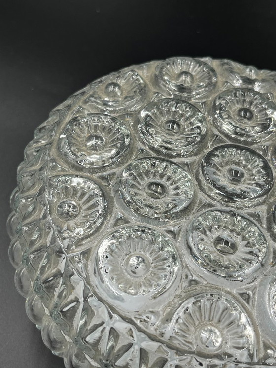 Image 1 of Plafoniera vintage in vetro con rosetta Glashütte Limburg