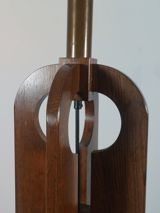 Image 1 of Rare vintage pair of wooden Temde table lamps