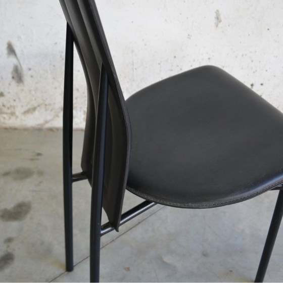 Image 1 of 6 chaises de salle à manger en cuir