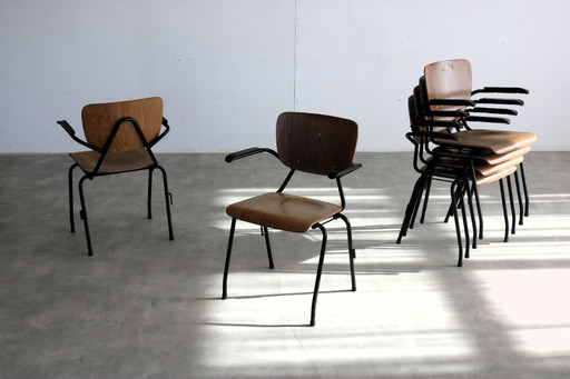 6 sillas escolares vintage