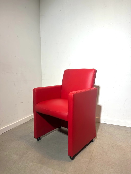 Set van 6 rode fauteuils
