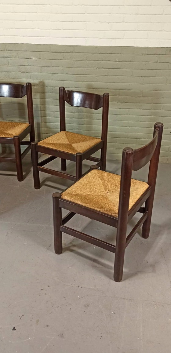 Image 1 of 4 X Rush Seat Dining Chairs 