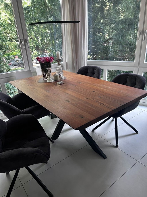 Esstisch-Set: Tischplatte 180x110cm+4 Drehstühle, NUR KOMPLETT