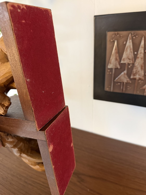 Image 1 of Set of 2 vintage teak bear bookends '60