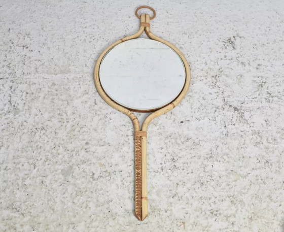 Image 1 of Espejo de ratán al estilo de Louis Sognot