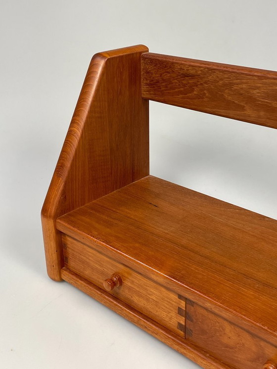 Image 1 of Vintage Wall Shelf With Drawers, Dyrlund, Solid Teak, Denmark 1970's