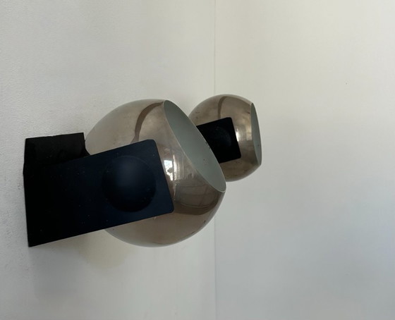 Image 1 of Coppia di applique regolabili, metallo cromato e nero opaco, Francia 1970