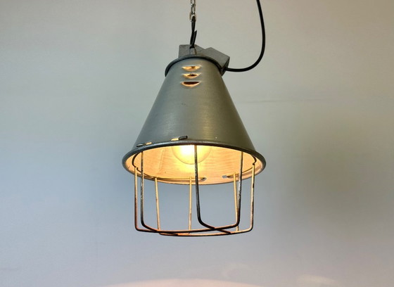 Image 1 of Grey Industrial Aluminium Cage Pendant Lamp, 1970s