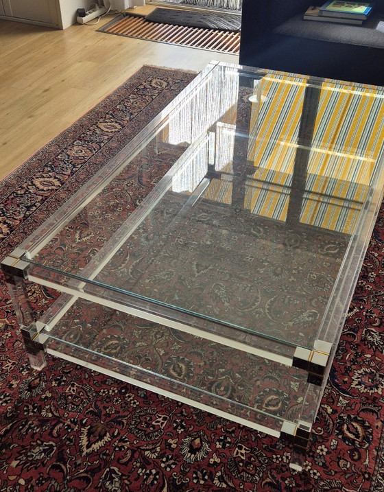 Image 1 of Couchtisch aus Acrylglas/Plexiglas und Glas, Regency-Stil der 1970er Jahre