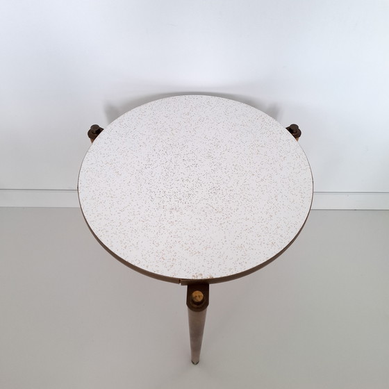 Image 1 of Vintage bijzettafel rond mid century modern design jaren 70