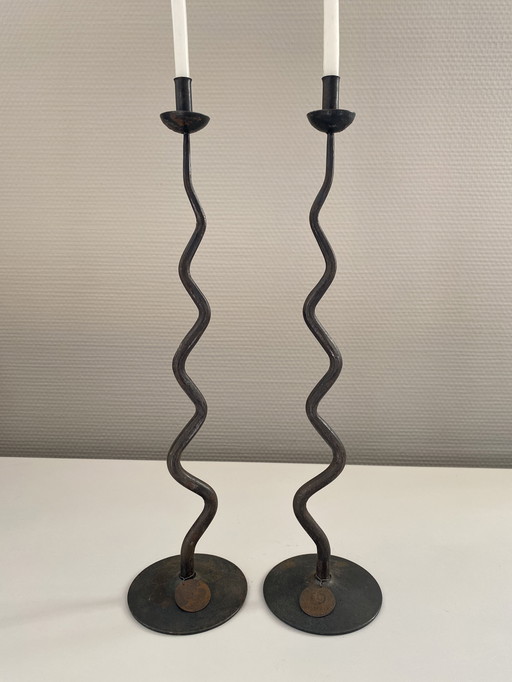 Vintage Castiron Set Hysteria Candlesticks