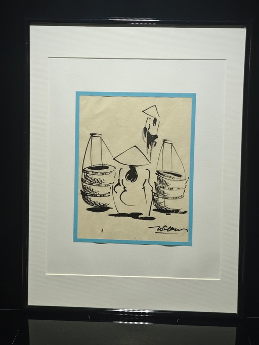 Inkttekening, Vietnam, midden 20e eeuw