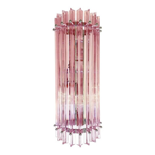 Italienische szenografische rosa „Triedro“ Wandleuchten aus Muranoglas – Paar