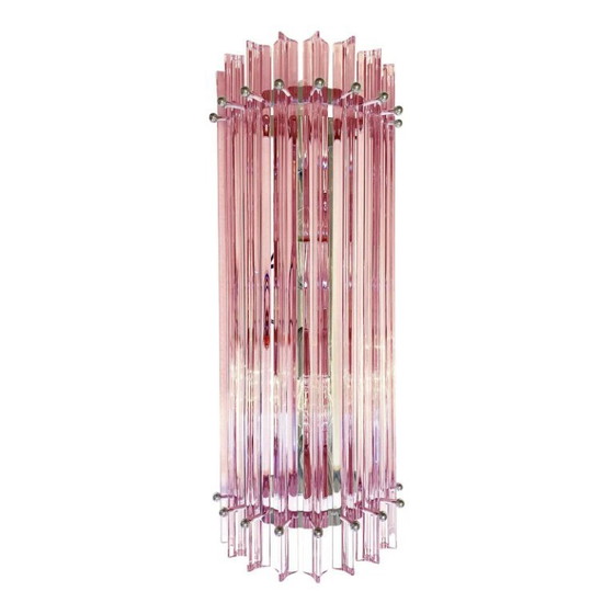 Image 1 of Apliques de pared italianos de cristal de Murano rosa “Triedro” — Par