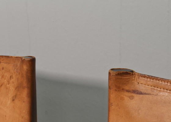 Image 1 of 4x Chaises Monk en cuir cognac par Afra & Tobia Scarpa pour Molteni, Italie 1974