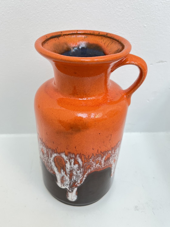 Image 1 of Jasba Vase Fat Lava Orange N602 1220 Mid Century West Germany vintage